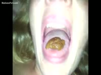 Blonde college girl experiences her first scat adventure and swallows poop